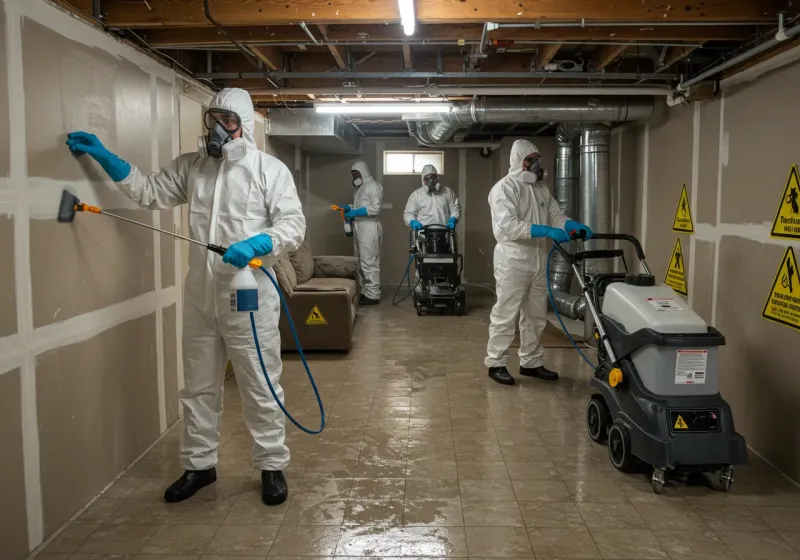 Basement Moisture Removal and Structural Drying process in Roma-Los Saenz, TX